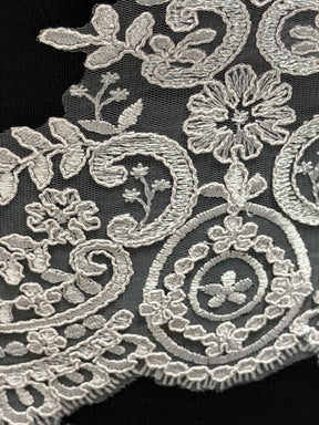 Grey Corded Lace Trim - T623
