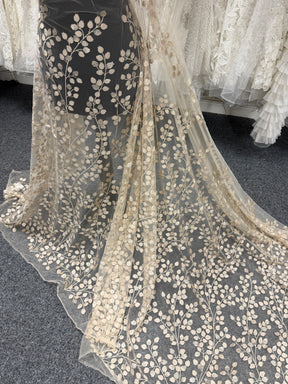 Champagne 3D Embroidered Lace - EB5034