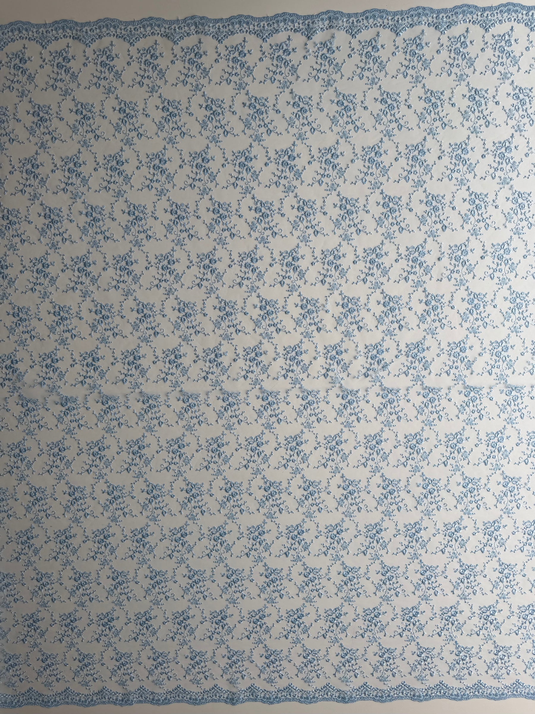 Sky Blue Embroidered Lace - P615