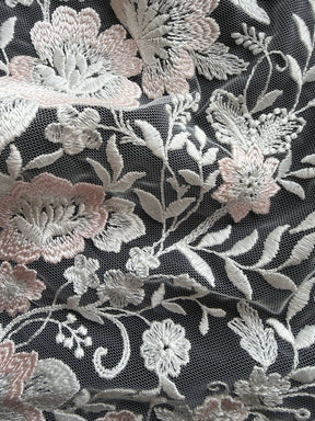 Ivory and Pink Embroidery Lace - EB5032