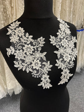 Ivory Sequinned Lace Appliques - Erica