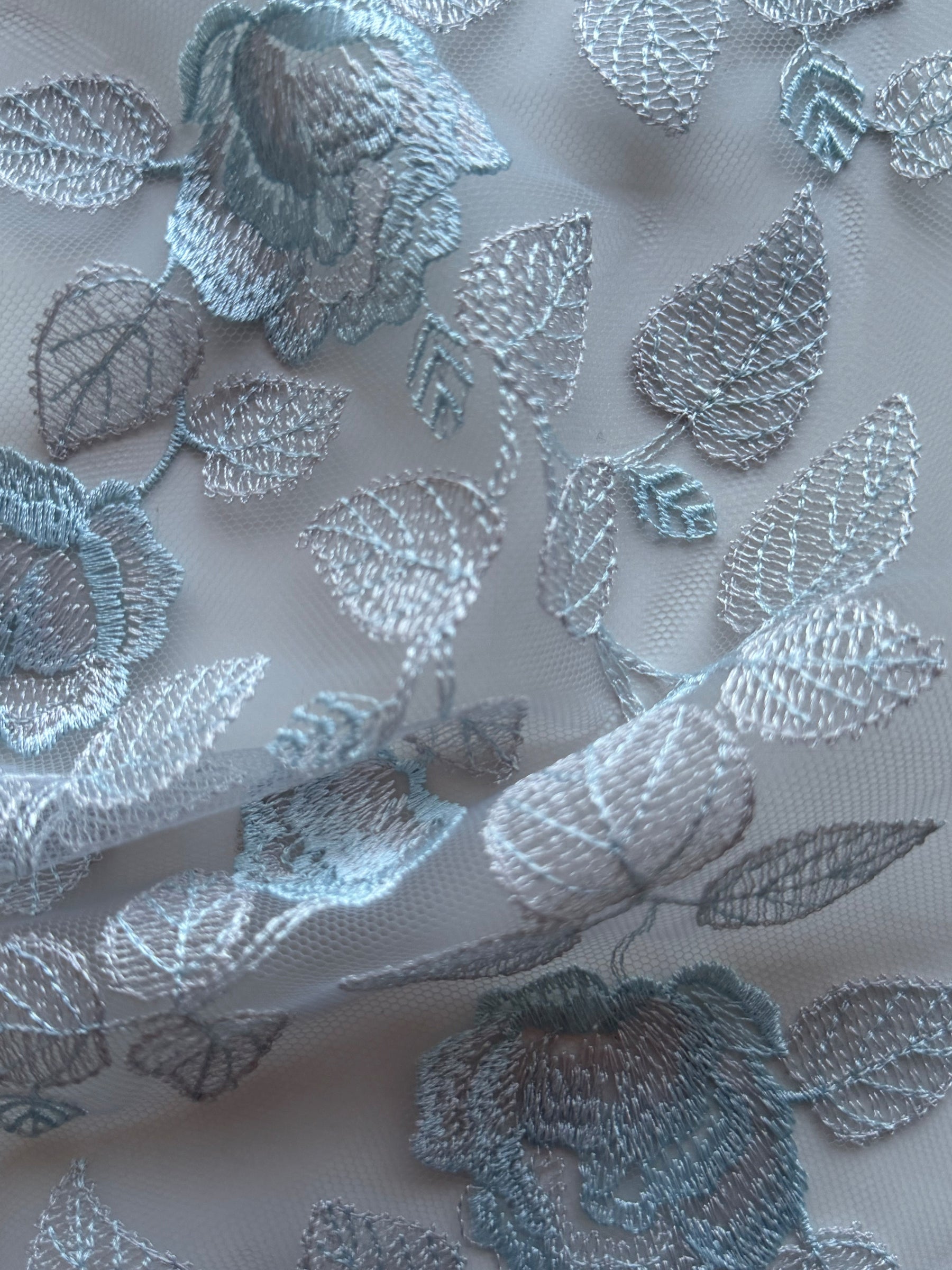 Silver and Blue Embroidery Lace - EB5042