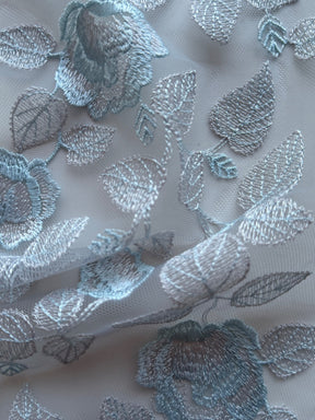 Silver and Blue Embroidery Lace - EB5042