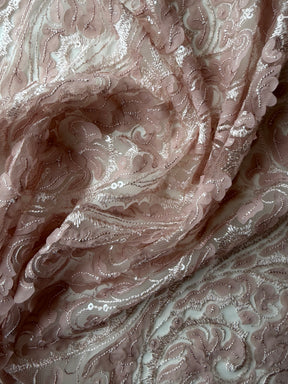 Dusky Pink Embroidered Sequin Tulle – EB3008