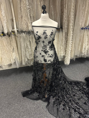 Black & Silver Embroidered Lace - Aretha