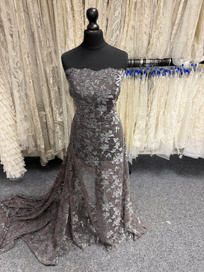 Grey Velvet Embroidery Lace - Madina