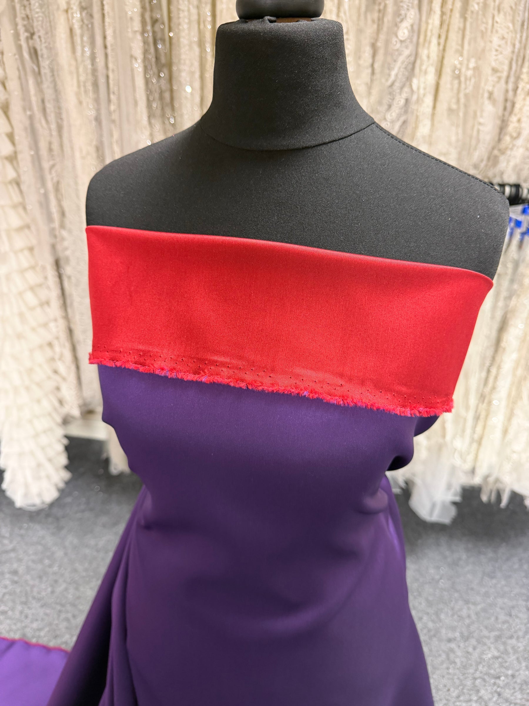 Red and Purple Double Sided Silk Blend Soft Mikado - P608