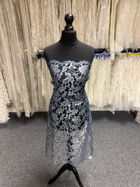 Navy with Silver French Lace - LA2002