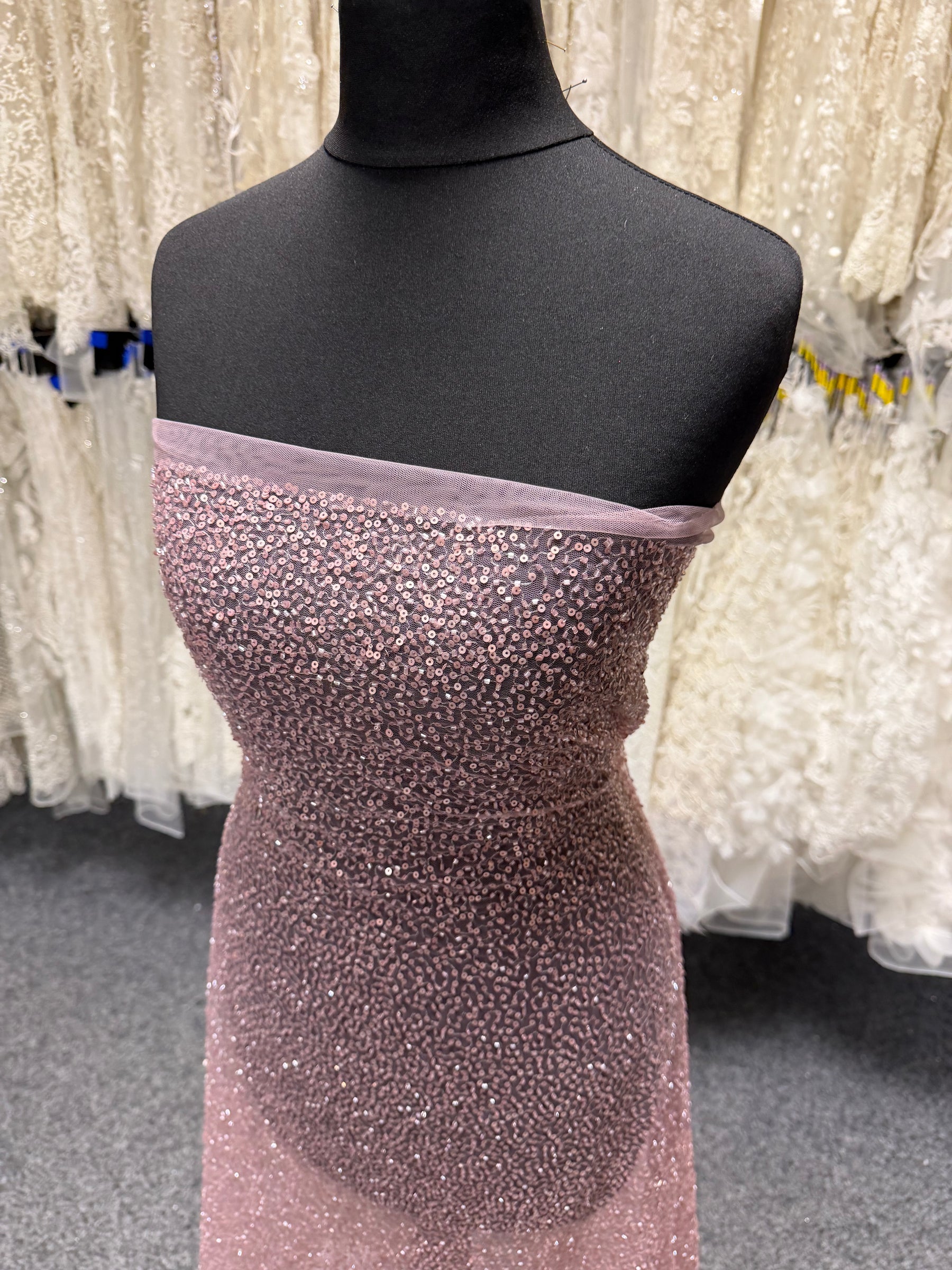 Mulberry Embroidered Beaded Tulle - EB1103