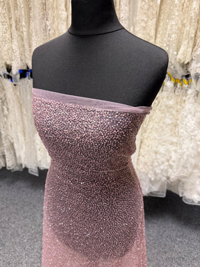 Mulberry Embroidered Beaded Tulle - EB1103