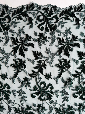 Hunter Green Velvet Embroidery Lace - Madina