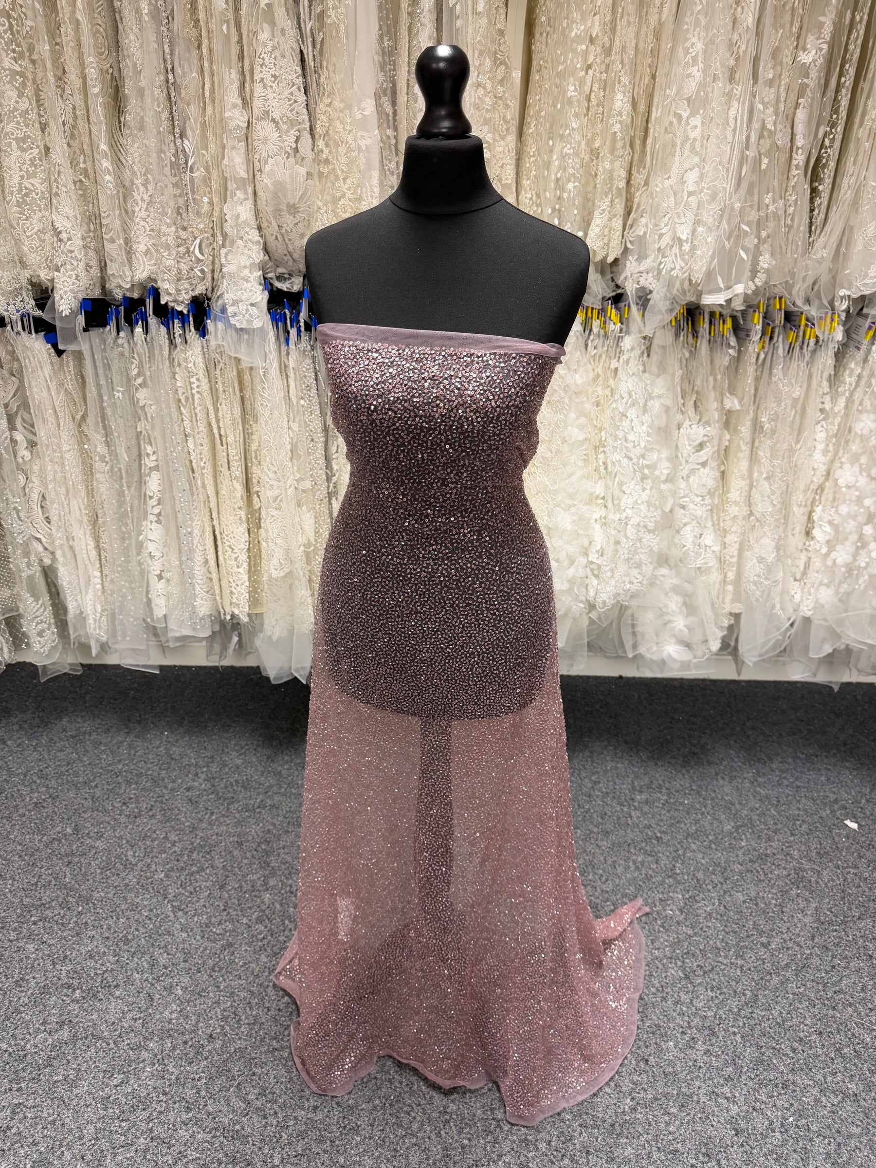 Mulberry Embroidered Beaded Tulle - EB1103
