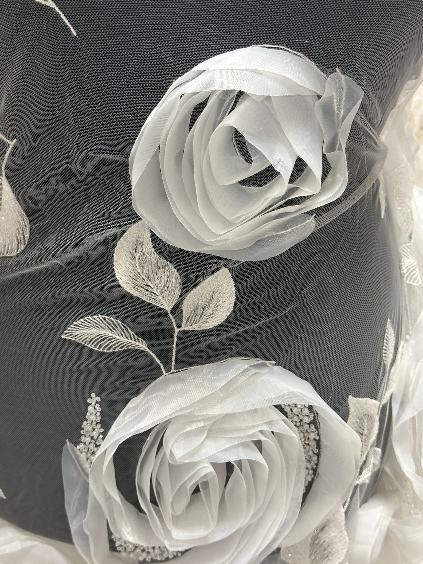 Ivory 3D Embroidered Lace - Asalla