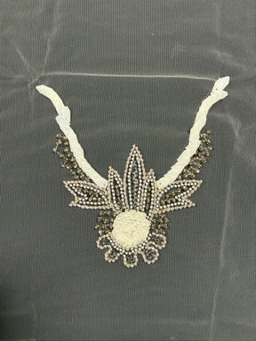 Ivory Beaded Lace Applique - T449