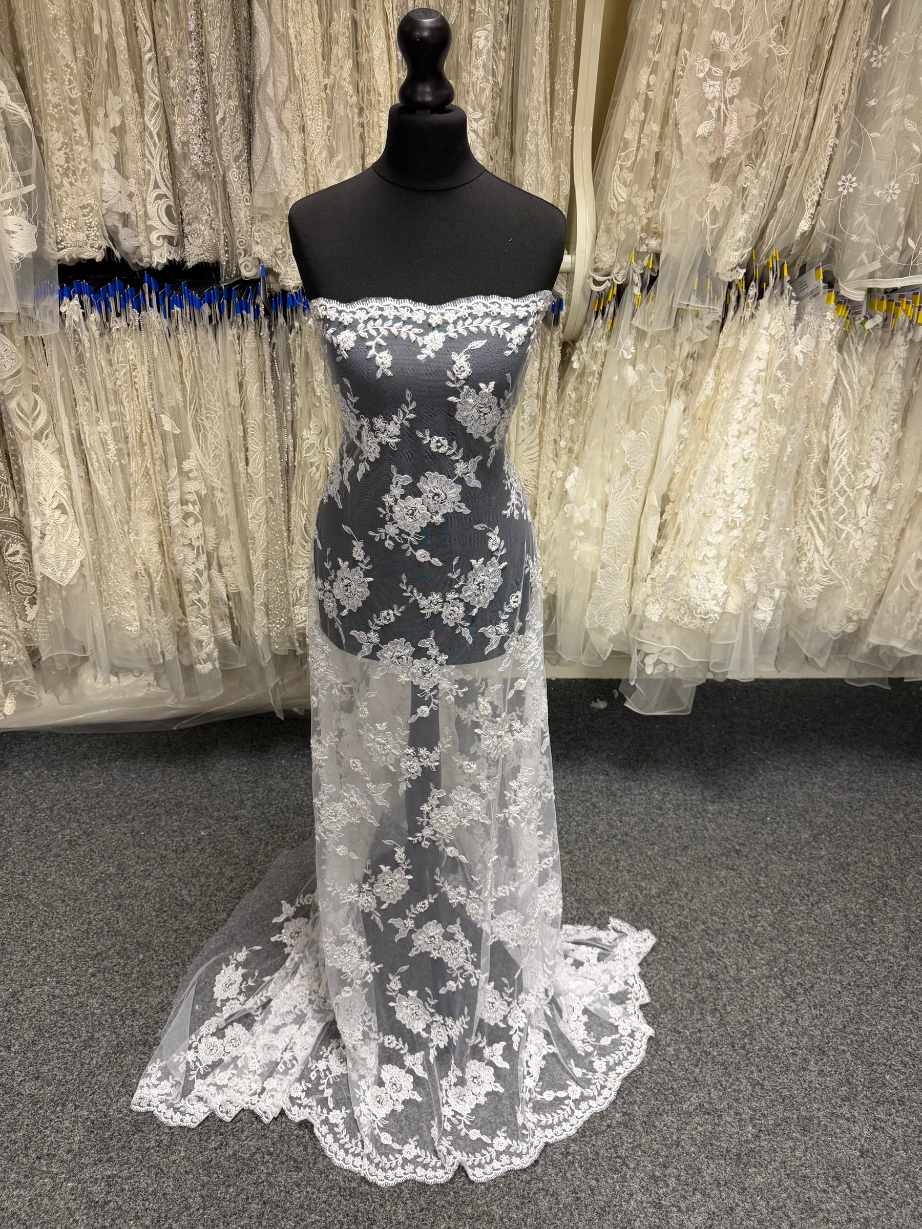 White Beaded Embroidery Lace - P483