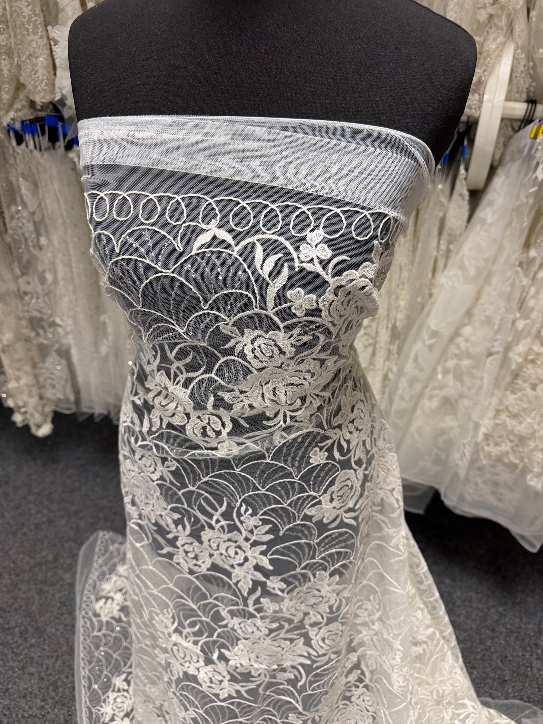 Ivory Sequin Raschel Lace - EB3047