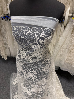 Ivory Sequin Raschel Lace - EB3047