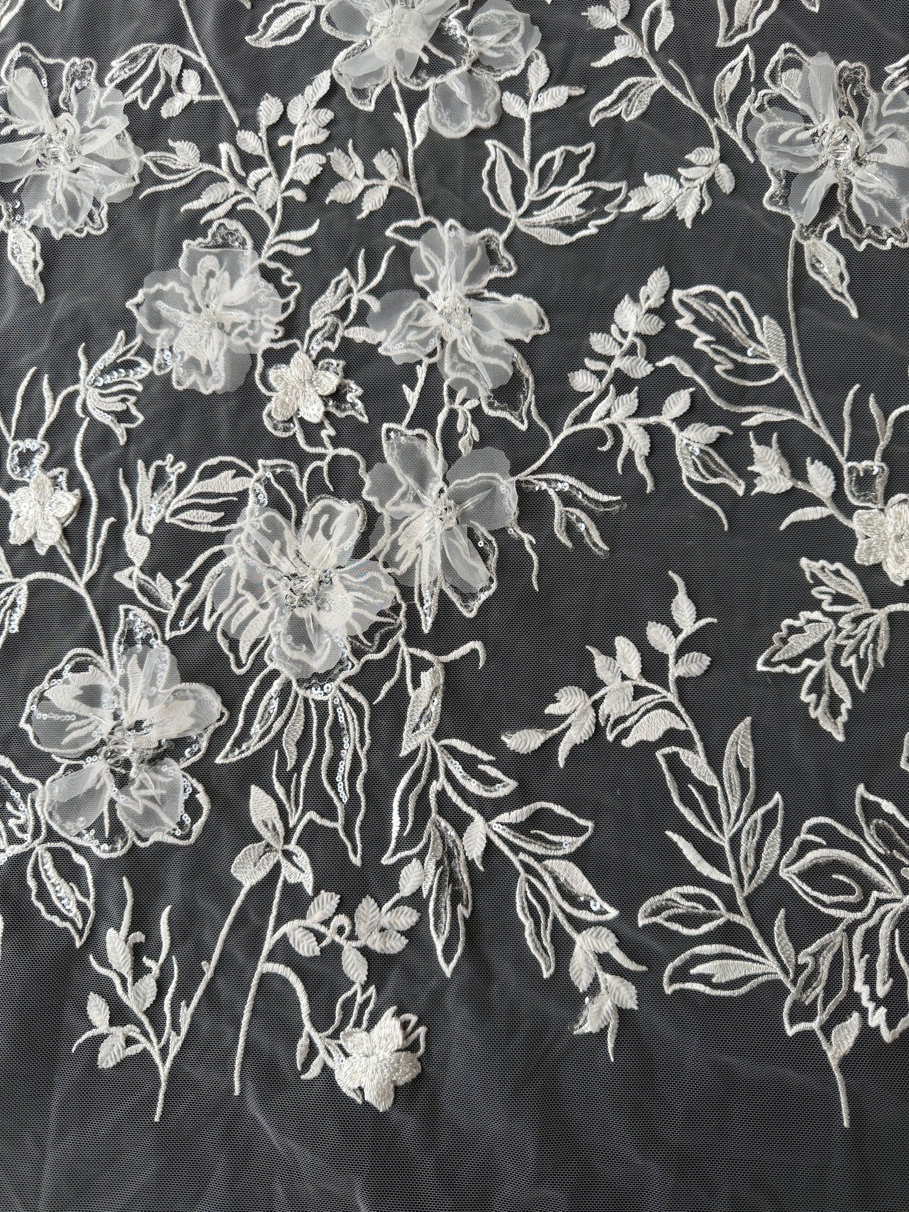 Ivory Beaded Embroidery Lace - Tamarind