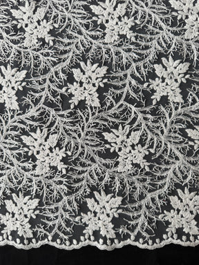 Ivory 3D Embroidered Tulle - EB5008