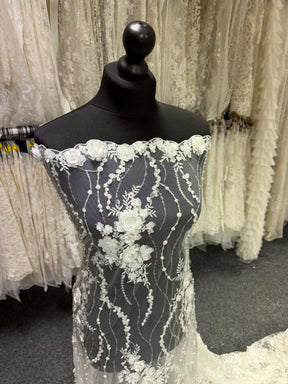Ivory 3D Beaded Tulle - EB1008