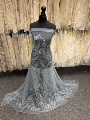 Limestone Blue Sequin Lace - EB3065