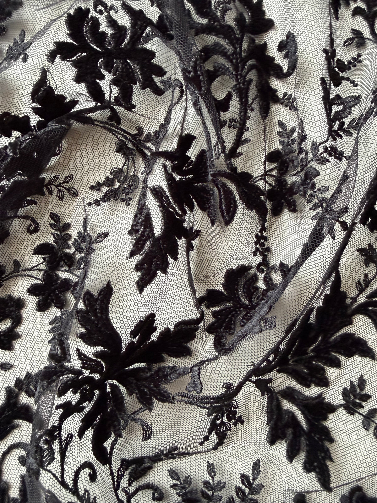 Black Velvet Embroidery Lace - Madina