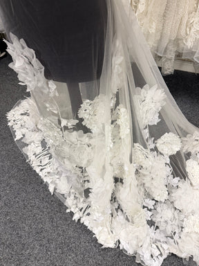 Ivory 3D Emb Beaded Tulle - EB1109