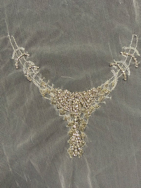 Ivory Beaded Lace Applique - T423