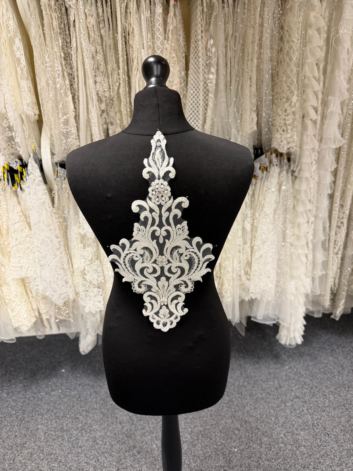 Ivory Beaded Lace Applique - T814