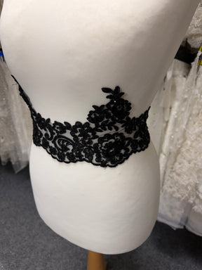 Black Beaded Lace Trim - T226