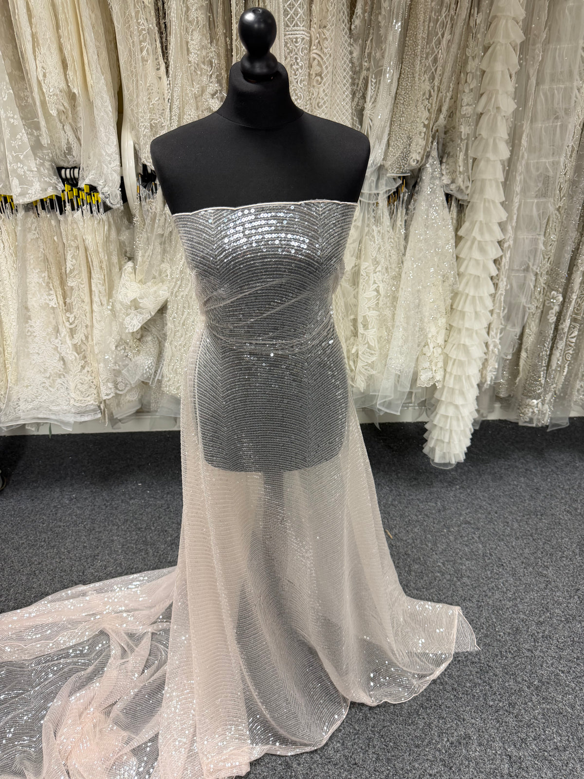 Baby Pink Embroidered Sequin Tulle – EB3020