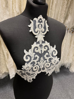 Ivory Beaded Lace Applique - T815