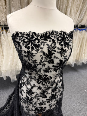 Black Velvet Embroidery Lace - Madina