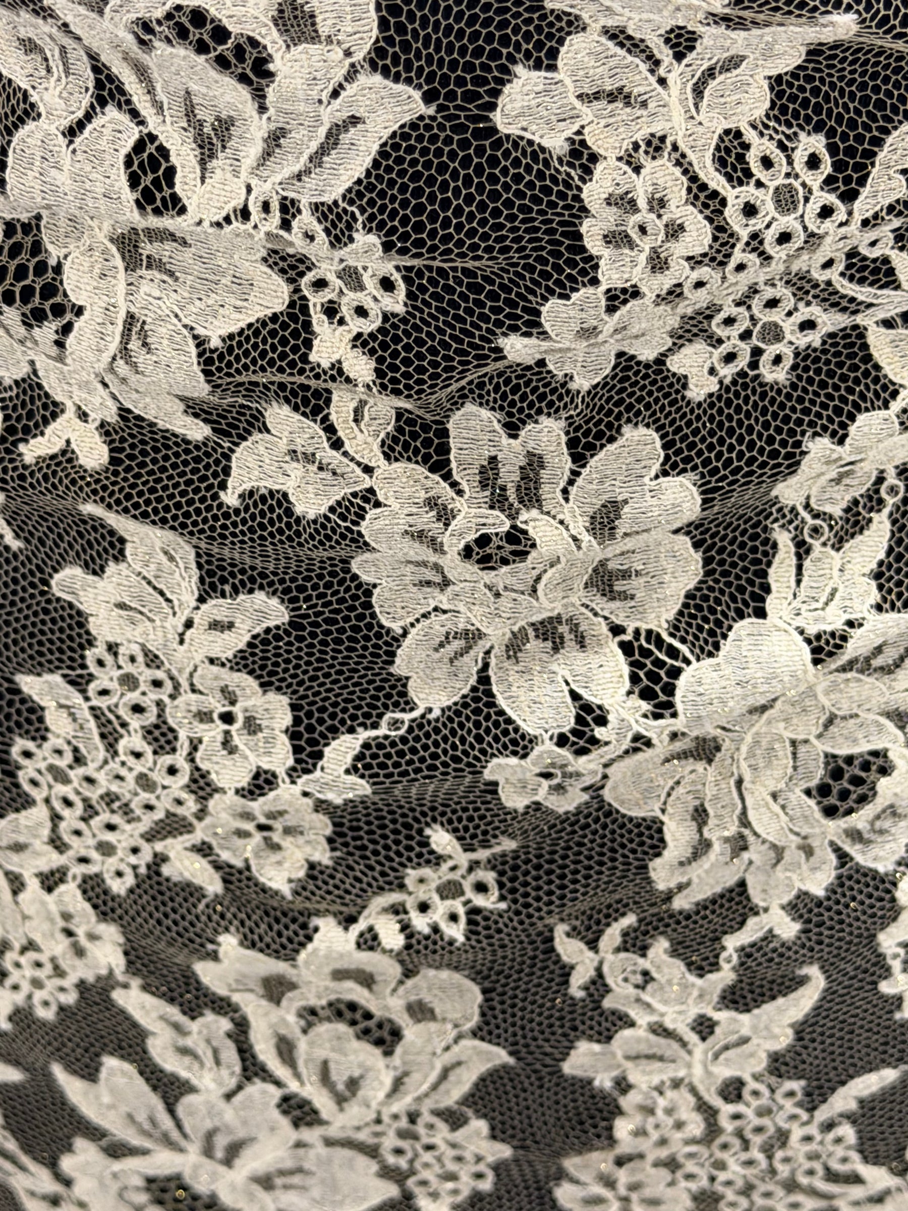 Beige/Oyster Sparkle French Lace - LA2016