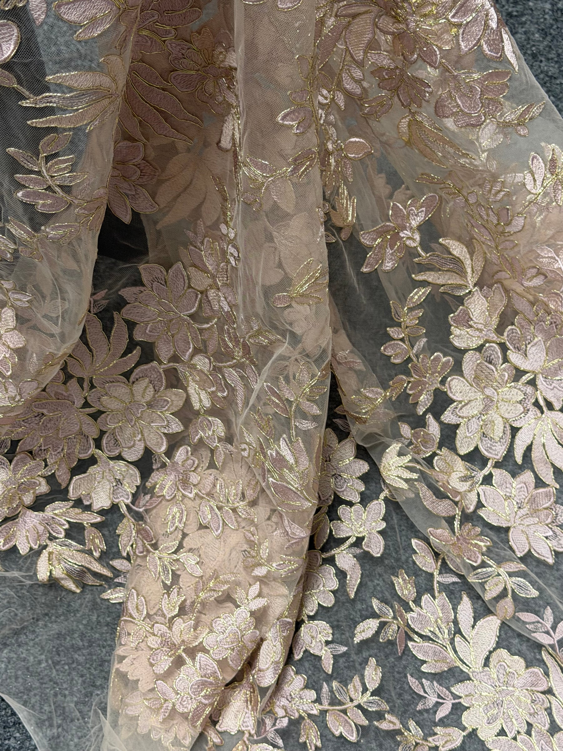 Dusky Pink Lace with Gold Cording - Kylar