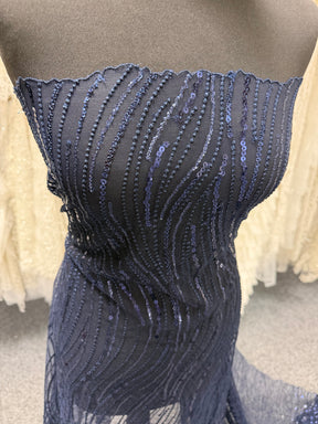 Navy Sequin Lace - EB3011
