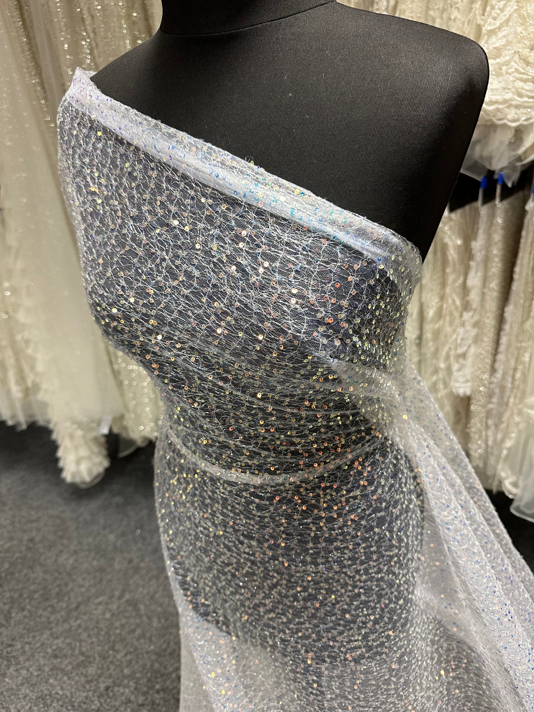 Iridescent Sequin Embellished Tulle - Earnest