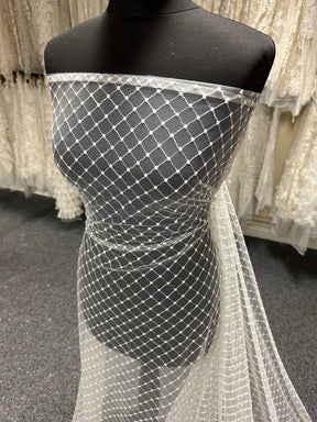 Ivory Embroidered Lattice Lace - Quadira