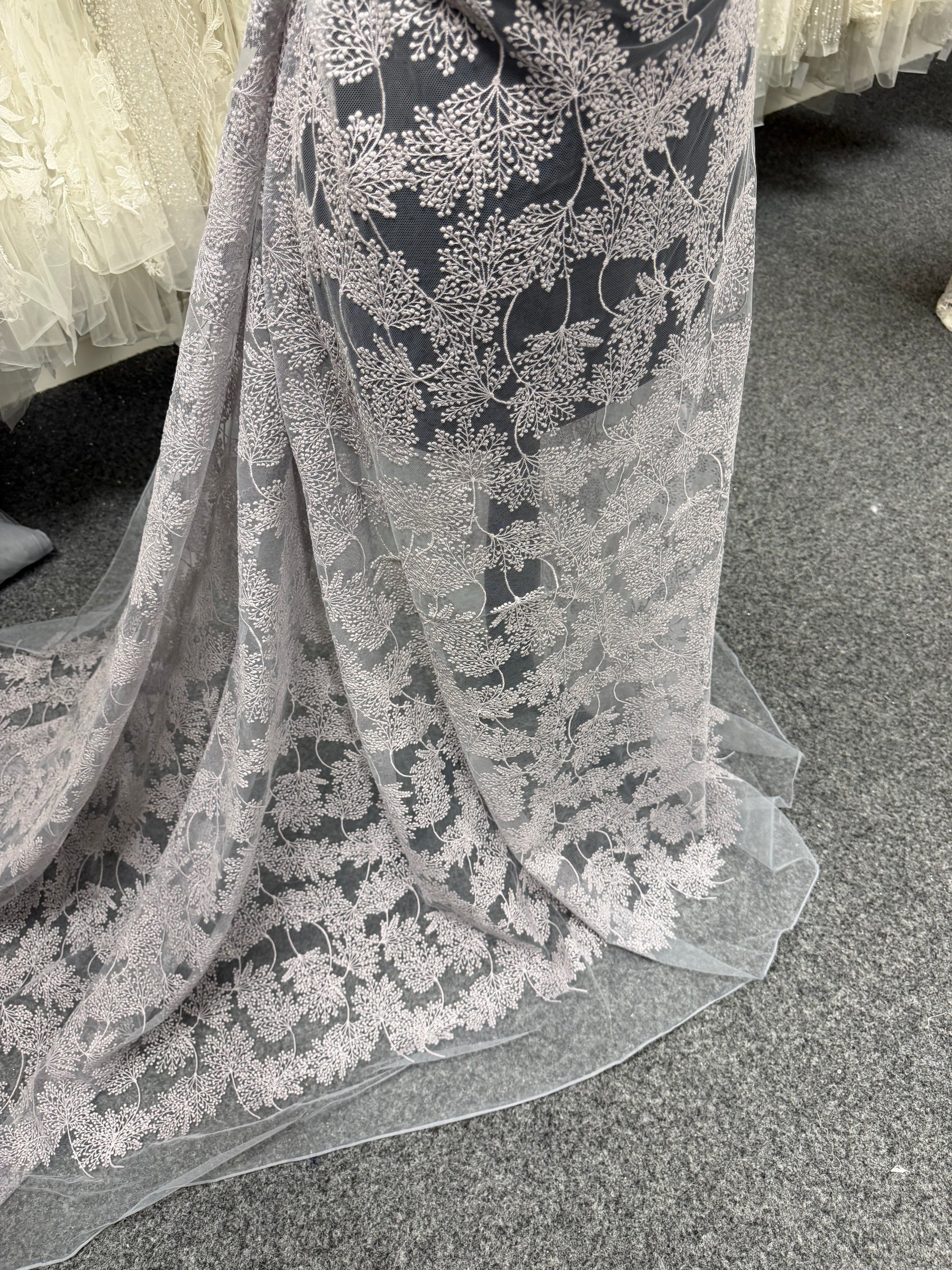 Lavender Floral Embroidery Lace - EB5037