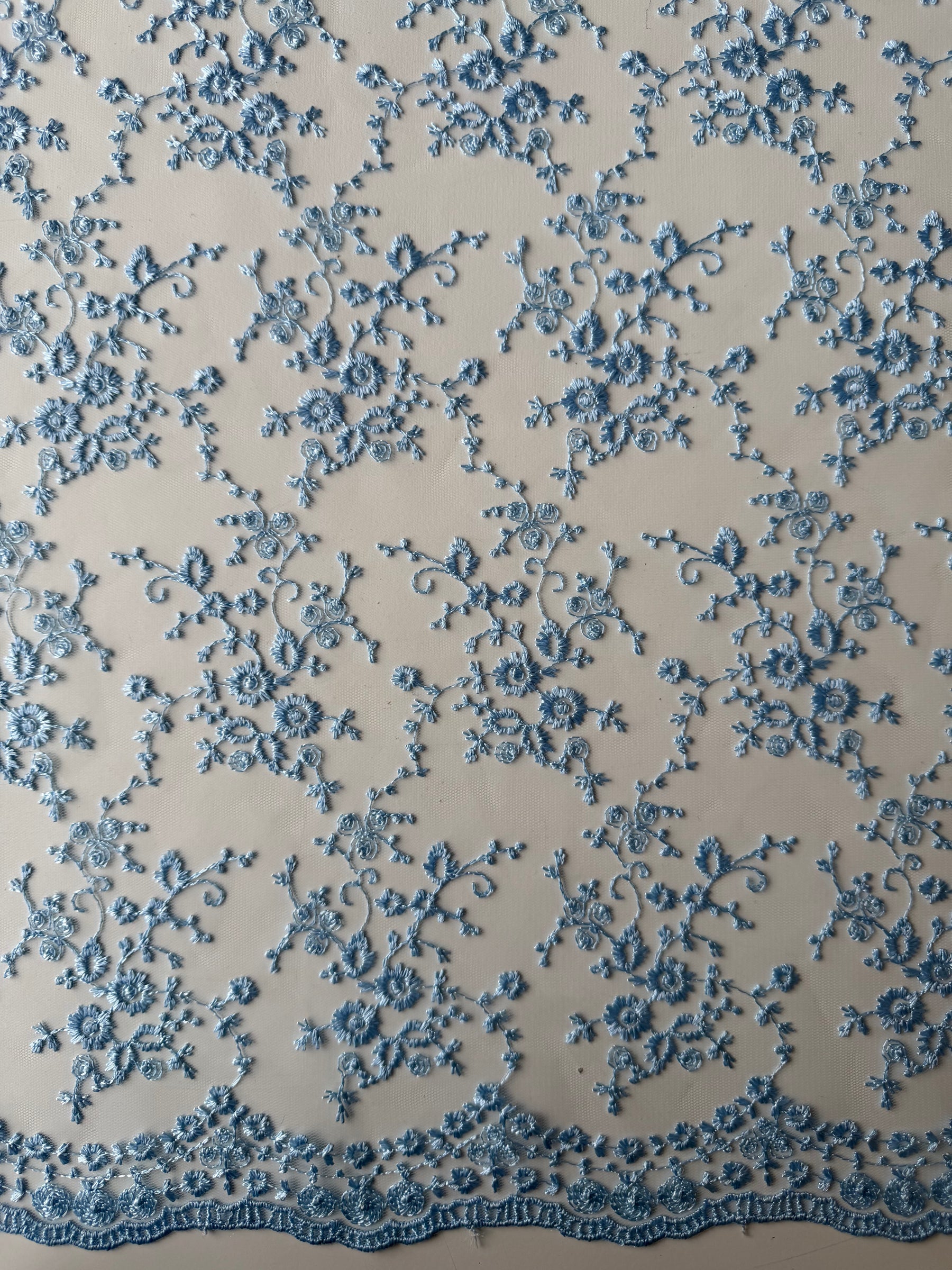 Sky Blue Embroidered Lace - P615