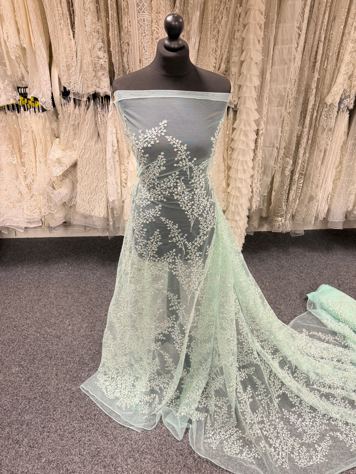 Light Green Sequin Lace - EB3065