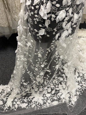 Ivory 3D Embroidered Beaded Tulle - EB1107