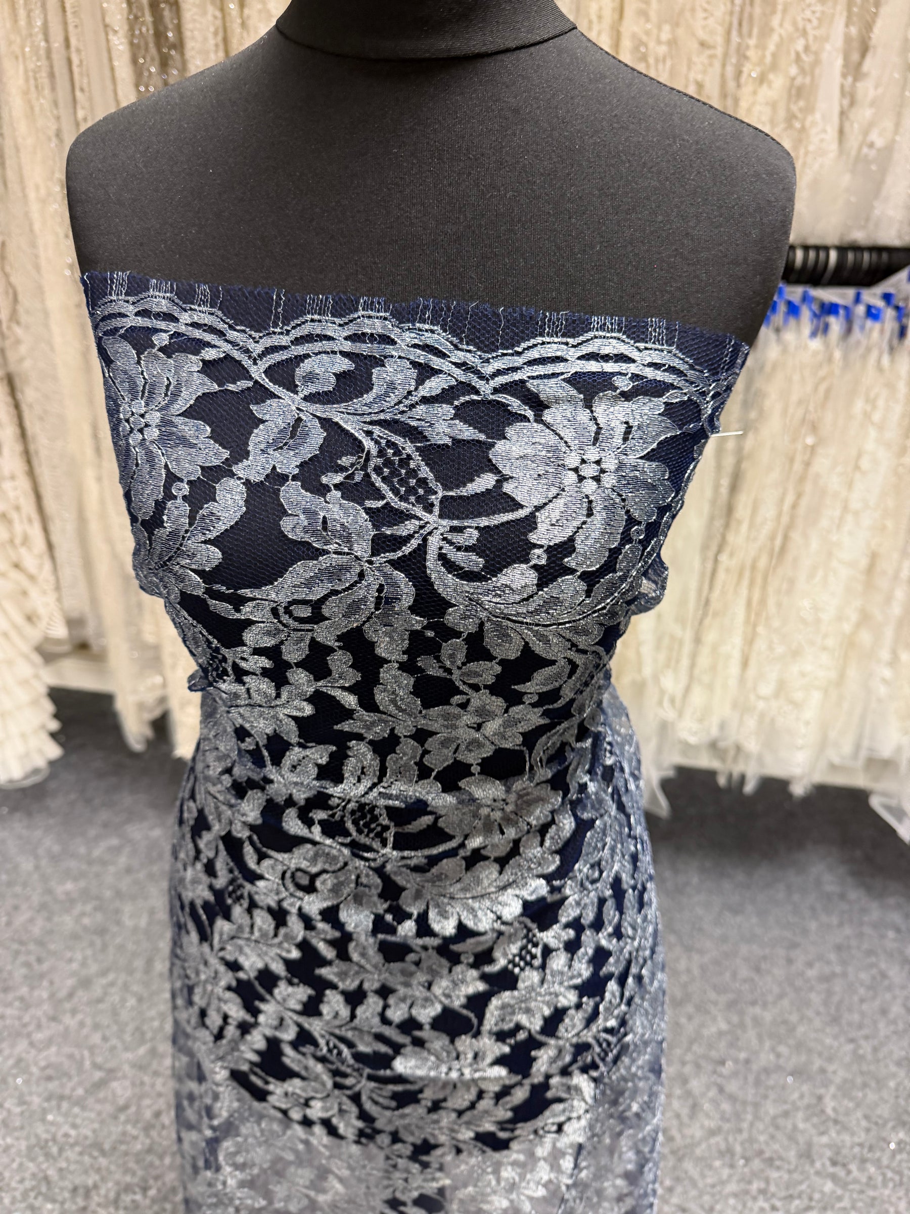 Navy with Silver French Lace - LA2002