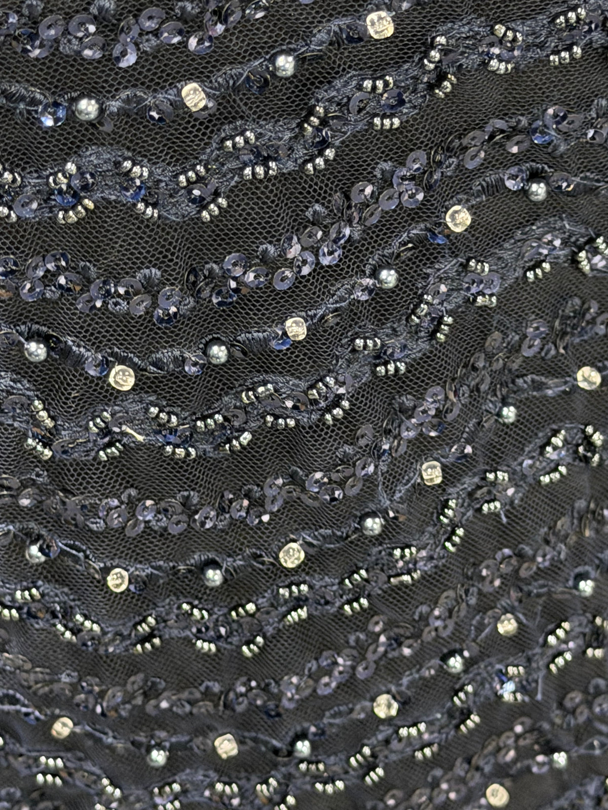 Navy Beaded Lace - P809