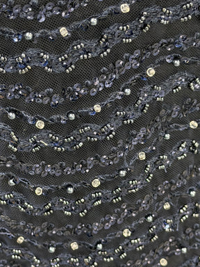 Navy Beaded Lace - P809