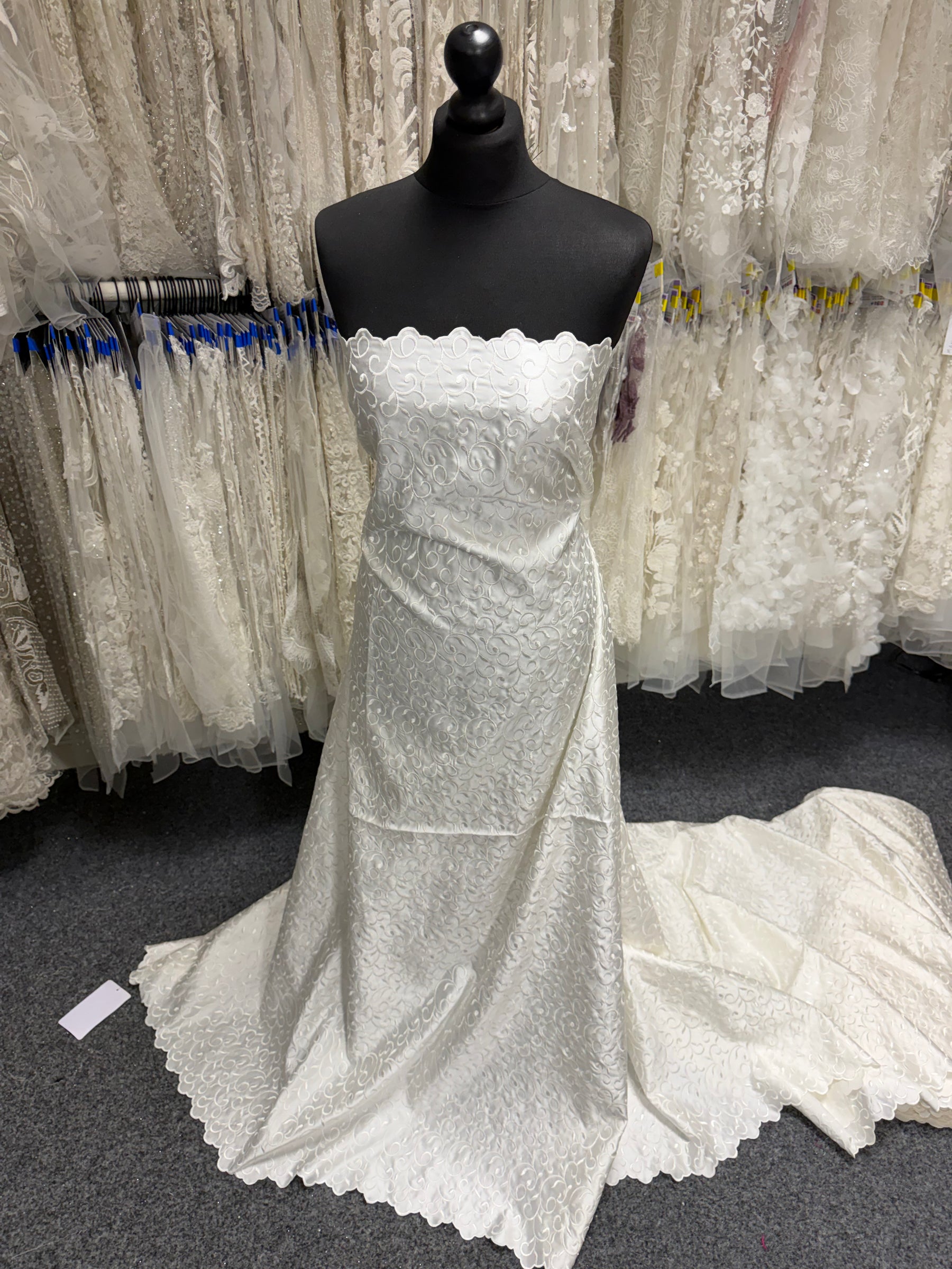 Ivory Embroidered Duchess Satin - P476