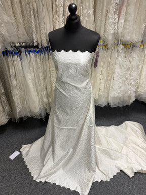 Ivory Embroidered Duchess Satin - P476