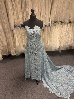 Duck Egg Sequin Guipure Lace - LB4003