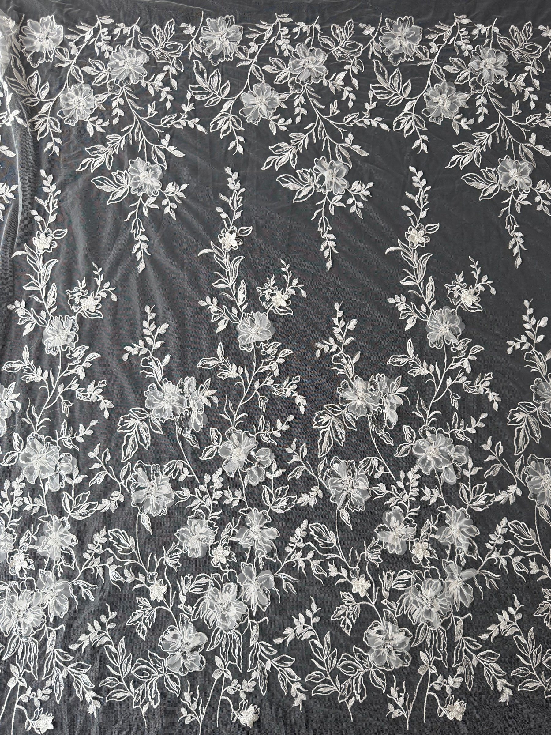 Ivory Beaded Embroidery Lace - Tamarind