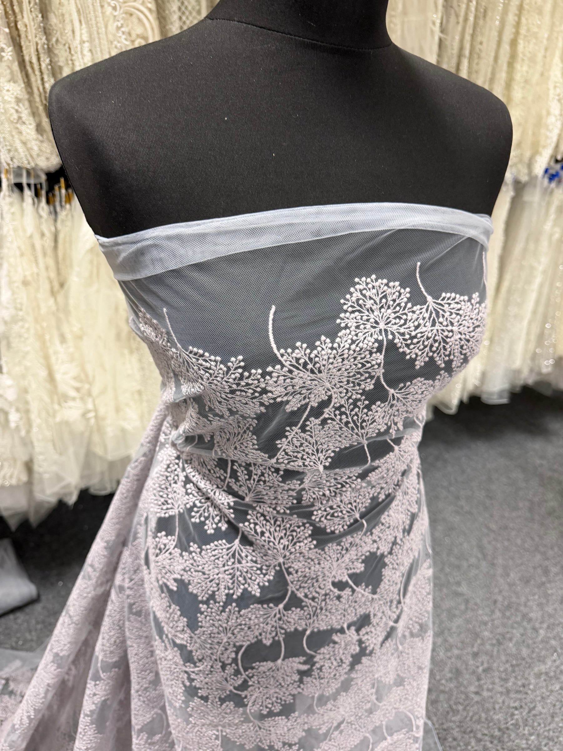 Lavender Floral Embroidery Lace - EB5037